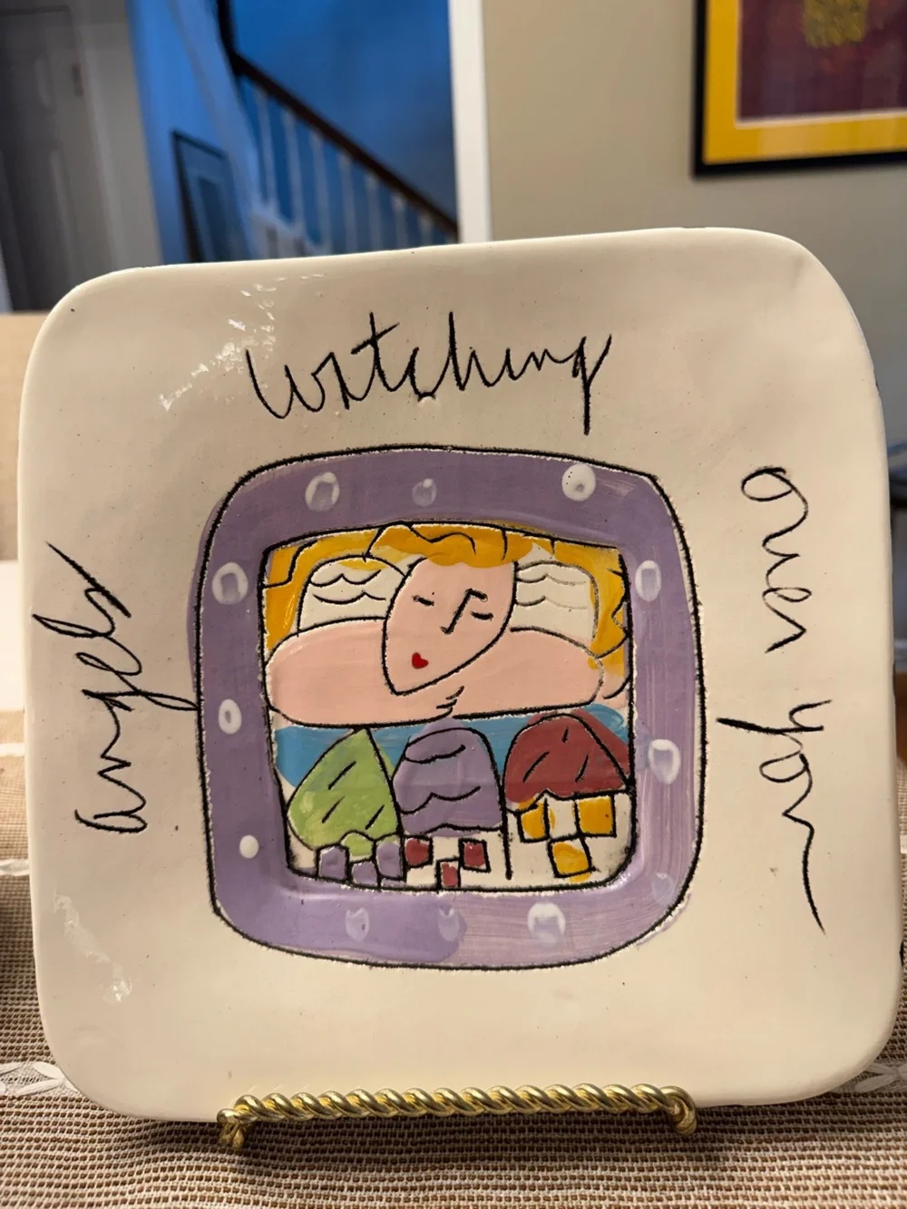 Sandra Magsamen signed decorative pottery plate